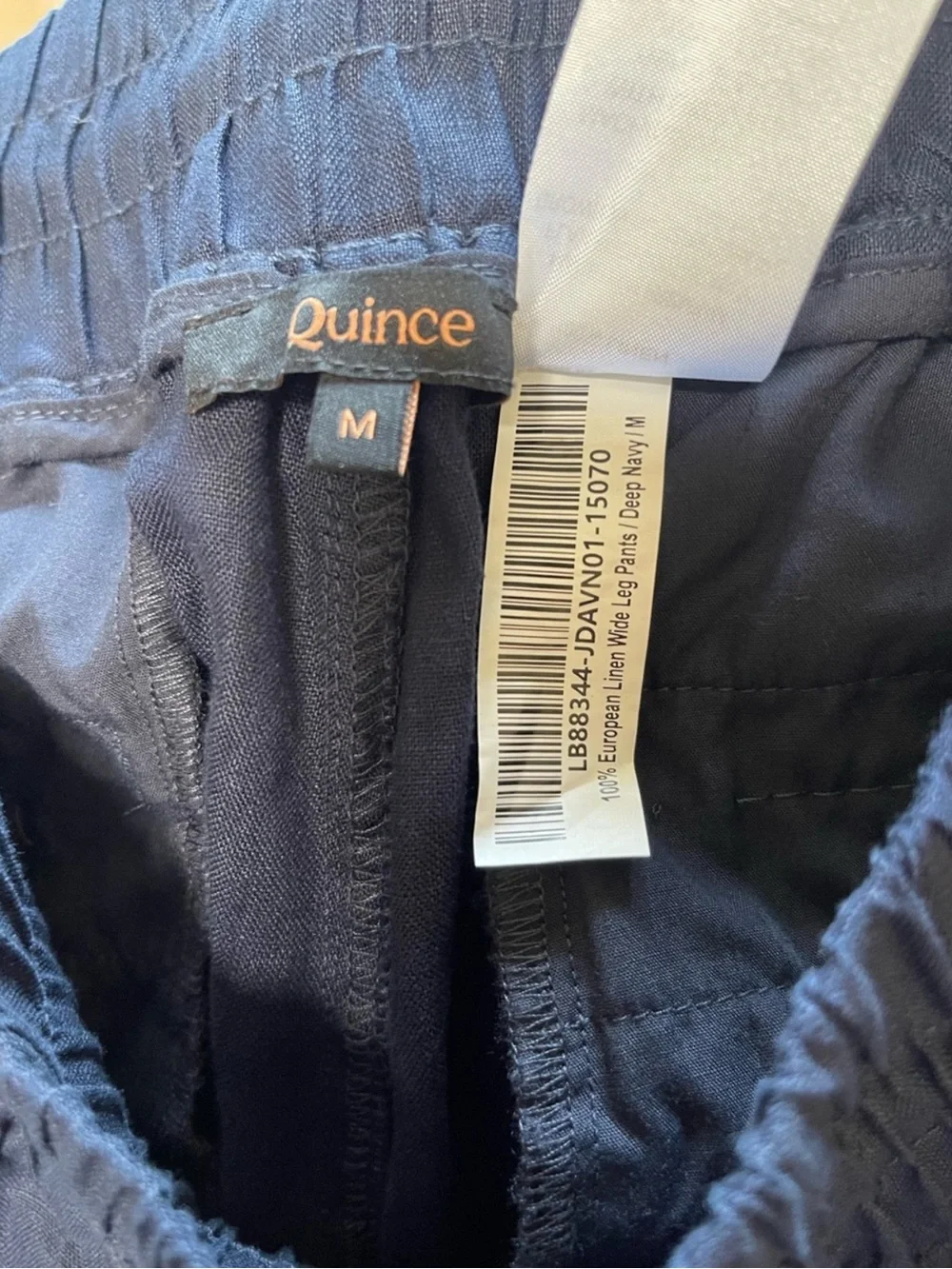 Quince Women's Deep Navy Blue 100% European Linen Wide Leg Pants Size Medium